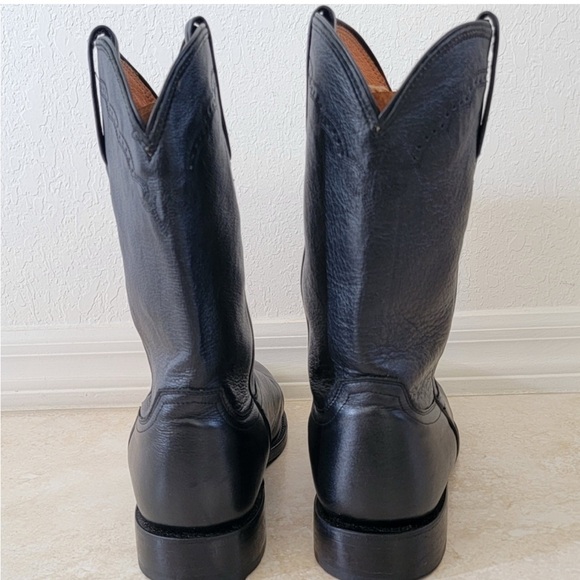 LUCCHESE Men's Lonestar Calf Round Toe Roper Boots In Black 10.5EE. - Picture 4 of 13